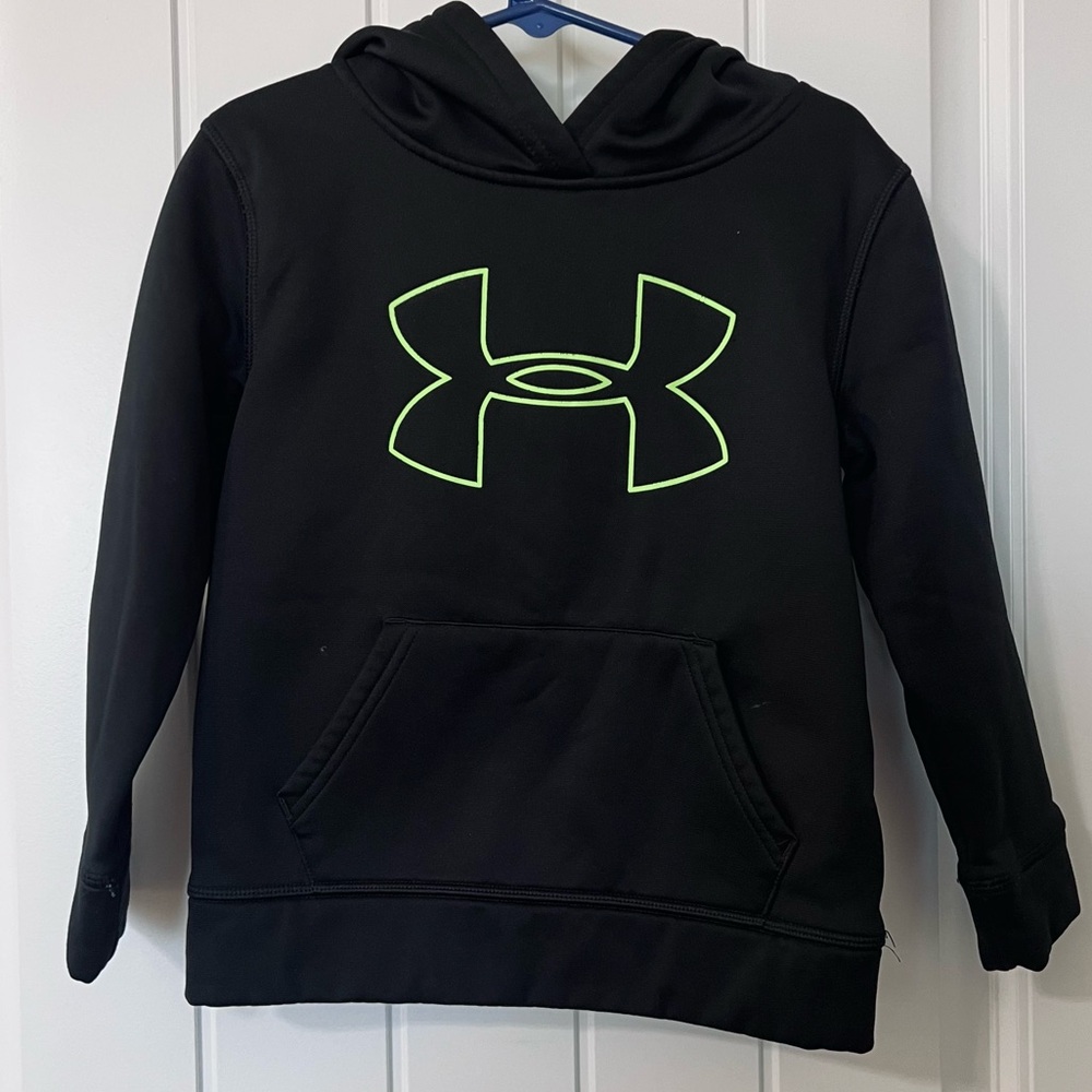 Under Armour Kids Black Hoodie with Neon Green Logo